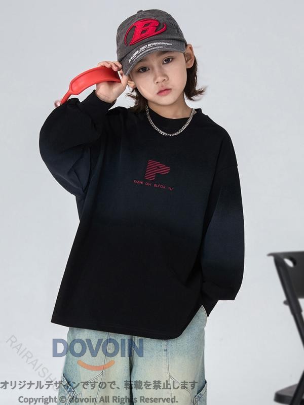 Entrenador Niños Niños Junior Guantes Largos Shet Pullover Materiales de algodón Procesamiento suave Casual Escuela Usos Normales Topos Primavera Otoño Negro — vista 3