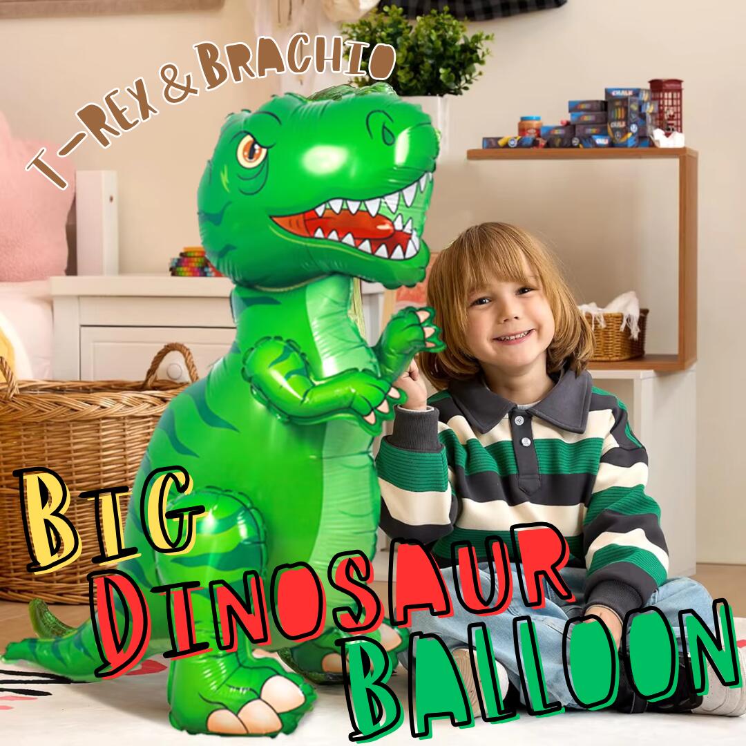 立体！自立タイプ！恐竜バルーン　バースデーセット　ナンバーバルーン　ティラノサウルス　T-REX　ブラキオサウルス　ダイナソー　ジュラシック　誕生日　飾り　お祝い　ギフト　プレゼント　風船　大きい　男の子　女の子　恐竜大好き　1歳2歳3歳4歳5歳6歳7歳8歳9歳