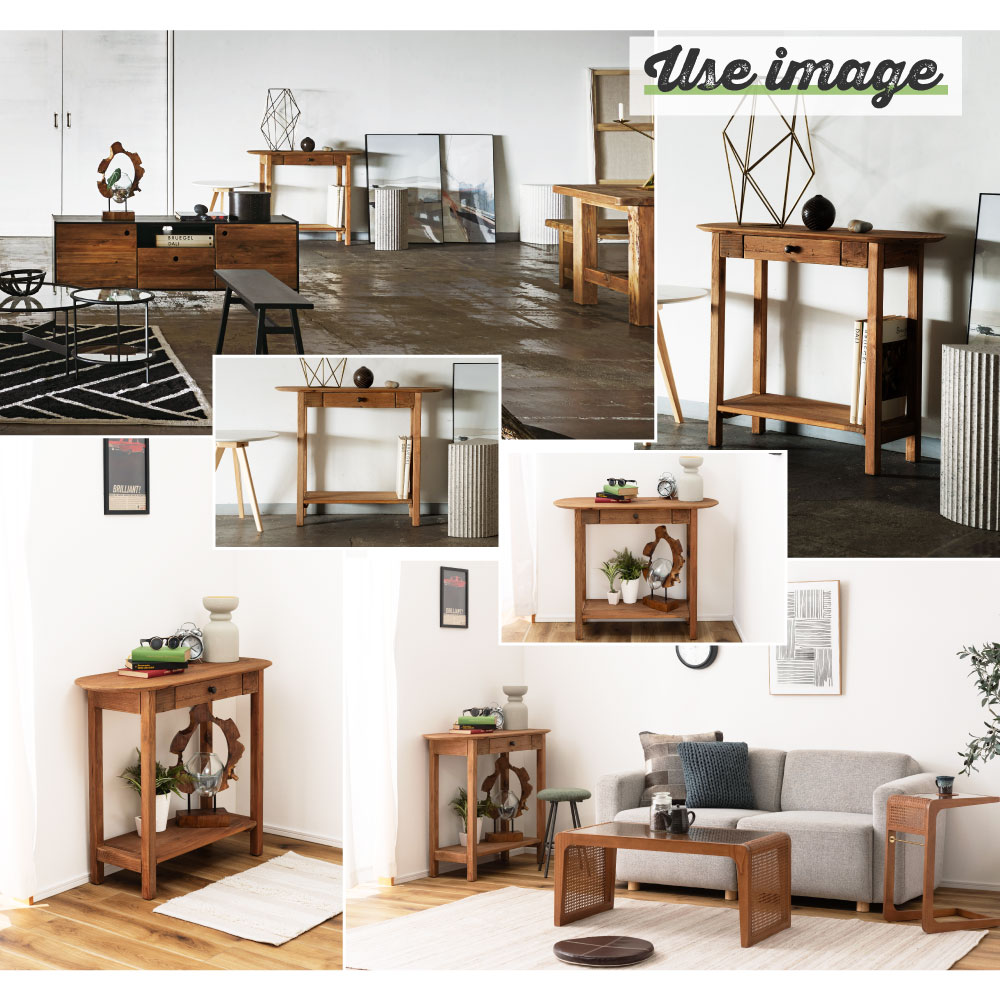 ＼ 20%OFFクーポン 2日23:59迄! / コンソールテーブル デスク 机 幅95cm 引き出し 収納 スリム 天然木 木製 ウッド 古材 木 シンプル 単品 テレワーク インテリア 玄関 ナチュラル 在宅 勉強 おしゃれ 北欧 モダン [2]