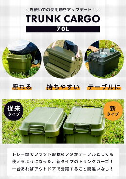 【2個セット】トランクカーゴ 70L スタッキング 頑丈 収納ケース コンテナボックス 蓋付き 屋外 収納ボックス フタ付き 座れる おしゃれ 収納 トランク コンテナ キャンプ アウトドア トレー レジャー テーブル おうちキャンプ キャンプギア