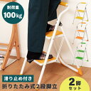 \ 今使える10%OFFクーポン / 脚立 折りたたみ 踏み台 2段 ステップ台 折り畳み 安全 丈夫 スリム 手すり付き 子供 子ども 洗面所 折り畳み おし...