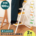 【2個セット】 脚立 折りたたみ 踏み台 2段 ステップ台 折り畳み 安全 丈夫 スリム 手すり付き 手すり 子供 子ども 洗面所 折り畳み お..