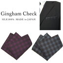 ポケットチーフ シルク ギンガムチェック 柄 絹 ビジネス スーツコーデのアクセント 日本製 京都 西陣織 メール便 dplus arts