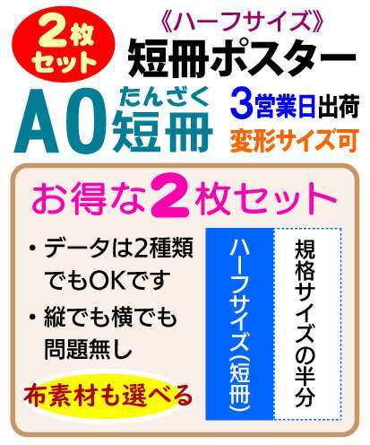 ◆ポスター印刷の専門店だから出来るインクジェットによる高画質プリント。 ◆1セット（2枚組）から注文できるから、とっても便利でお得。しかも格安！ご入稿のデータが1点（同じものを2枚）でも2種類でも同額です。 ◆安すぎて仕上がりは・・・なんて...