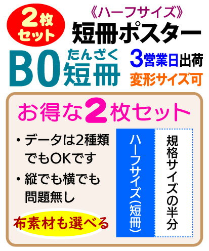 ◆ポスター印刷の専門店だから出来るインクジェットによる高画質プリント。 ◆1セット（2枚組）から注文できるから、とっても便利でお得。しかも格安！ご入稿のデータが1点（同じものを2枚）でも2種類でも同額です。 ◆安すぎて仕上がりは・・・なんて...