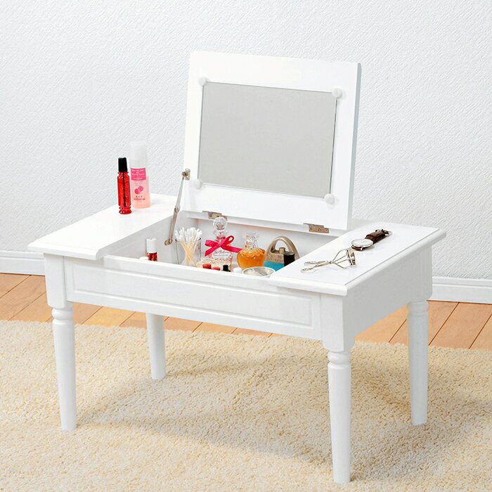【メーカー直送】【代引不可】【日時指定不可】【北海道・沖縄・離島不可】萩原 コスメテーブル ドレッサー ホワイト 組立式 ミラー付 MT-6558WH【KK9N...