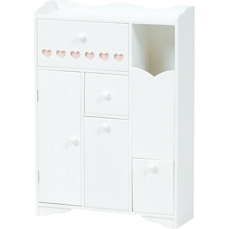 ＼5/1はエントリーでP4倍＆最大2000円クーポン開催／【メーカー直送】【代引不可】【北海道・沖縄・離島不可】萩原 トイレラック ホワイト 幅約45cm 完成品 ハートあり MTR-6510WH【KK9N0D18P】