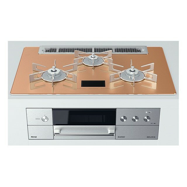 ＼12/10 当店最大P5倍※要エントリー／お取り寄せ 【時間指定不可】【離島配送不可】Rinnai リンナイ DELICIA(デリシア) ビルトインガスコンロ 左右強火力 都市ガス用 ワイド幅75cm AC100V電源 レンジフード連動タイプ RHS71W31E12VCASTW-12A13A