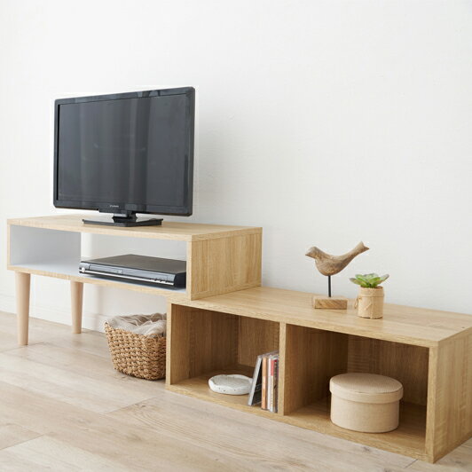 【代引不可】伸縮式TV台/テレビ台 幅75～135cm 萩原 ナチュラル/ホワイト VTV-7260NA 【メーカー直送】【日時指定不可】【北海道・沖縄・離島不可】【KK9N0D18P】