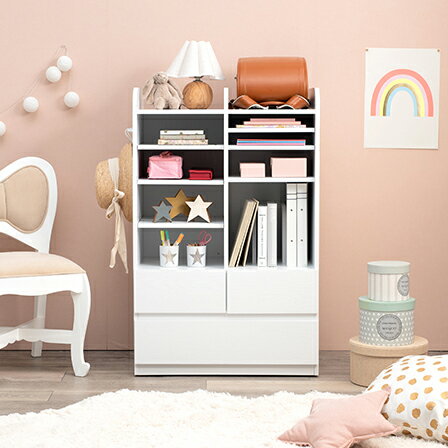 【メーカー直送】【代引不可】【北海道・沖縄・離島不可】萩原 ランドセルラック ホワイトウォッシュ 大容量タイプ キャスター付 RCC-1624WS【KK9N0D18P】 2