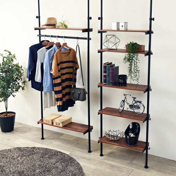 ＼9/15 当店最大P5倍※要エントリー／【メーカー直送】【代引不可】【日時指定不可】【北海道・沖縄・離島不可】萩原 突っ張りラック ブラウン/ブラック 幅90cm KTR-3156BR【KK9N0D18P】