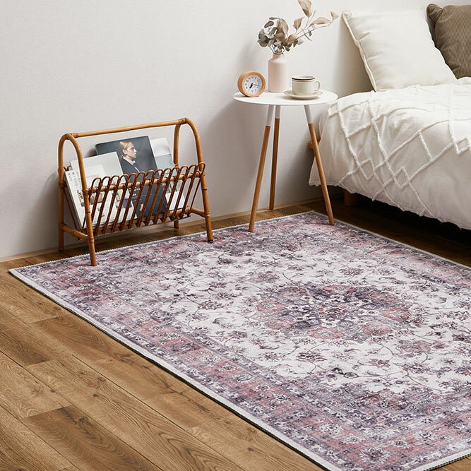 ＼2/10 当店最大P5倍※要エントリー／【代引不可】アンティーク絨毯風プリントラグ カメオ 約130×190cm 萩原 ピンク 240627020 【メーカー直送】【日時指定不可】【北海道・沖縄・離島不可】【KK9N0D18P】