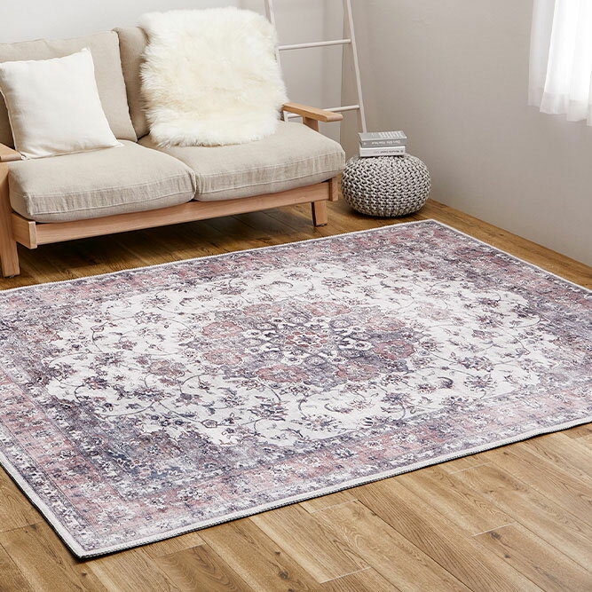 ＼2/10 当店最大P5倍※要エントリー／【代引不可】アンティーク絨毯風プリントラグ カメオ 約190×240cm 萩原 ピンク 240627022 【メーカー直送】【日時指定不可】【北海道・沖縄・離島不可】【KK9N0D18P】