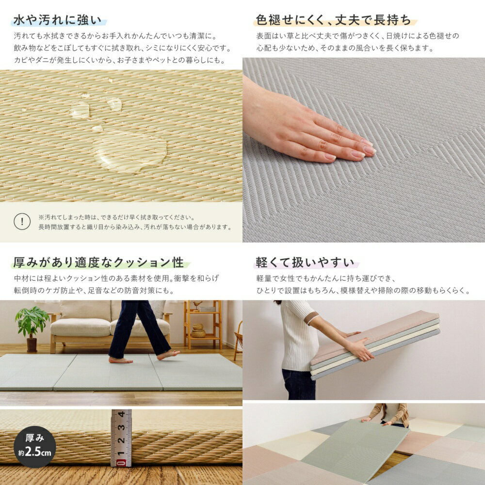 ＼2/10 当店最大P5倍※要エントリー／【代引不可】い草風置き畳 市松模様 約82×82×2.5cm 12枚入 萩原 アイボリー 160900953 【メーカー直送】【日時指定不可】【北海道・沖縄・離島不可】