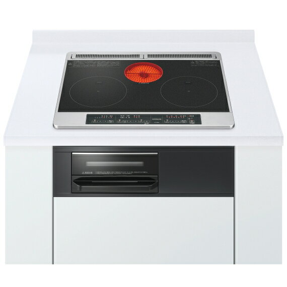 ビルトインIHクッキングヒーター 単相200V 幅60cm 2口IH+ラジエントヒーター 鉄・ステンレス対応 日立 ..