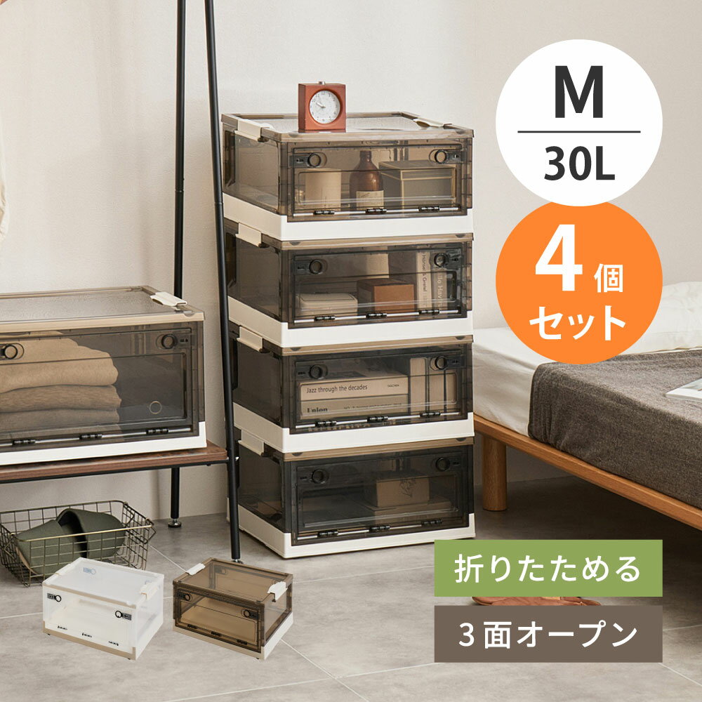 Rakuten - ＼6/1はエントリーでP4倍＆最大2000円クーポン開催／【代引不可】収納ボックス 4個セット PS100 Mサイズ(30L) 萩原 クリア 240653161 【メーカー直送】【北海道・沖縄・離島不可】【KK9N0D18P】