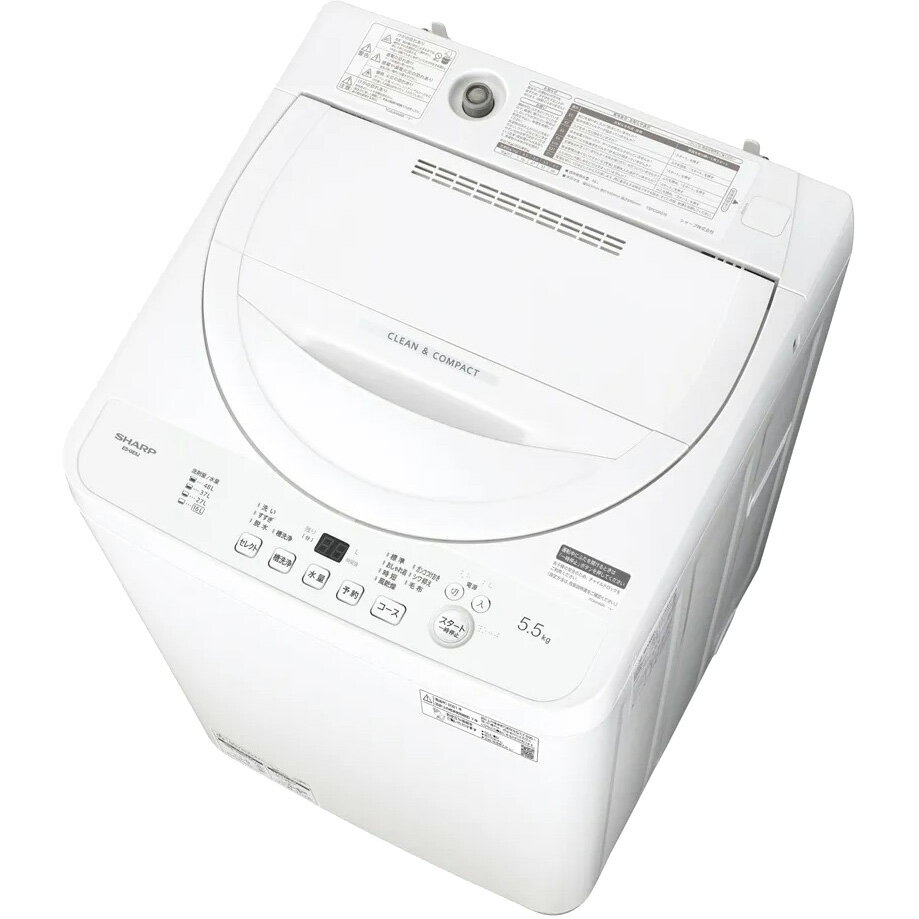 ＼3/1はエントリーでP4倍＆最大2000円クーポン開催／全自動洗濯機 洗濯・脱水容量5.5kg シャープ ホワイト系 ES-GE5J-W SHARP 【時間指定不可】【離島配送不可】