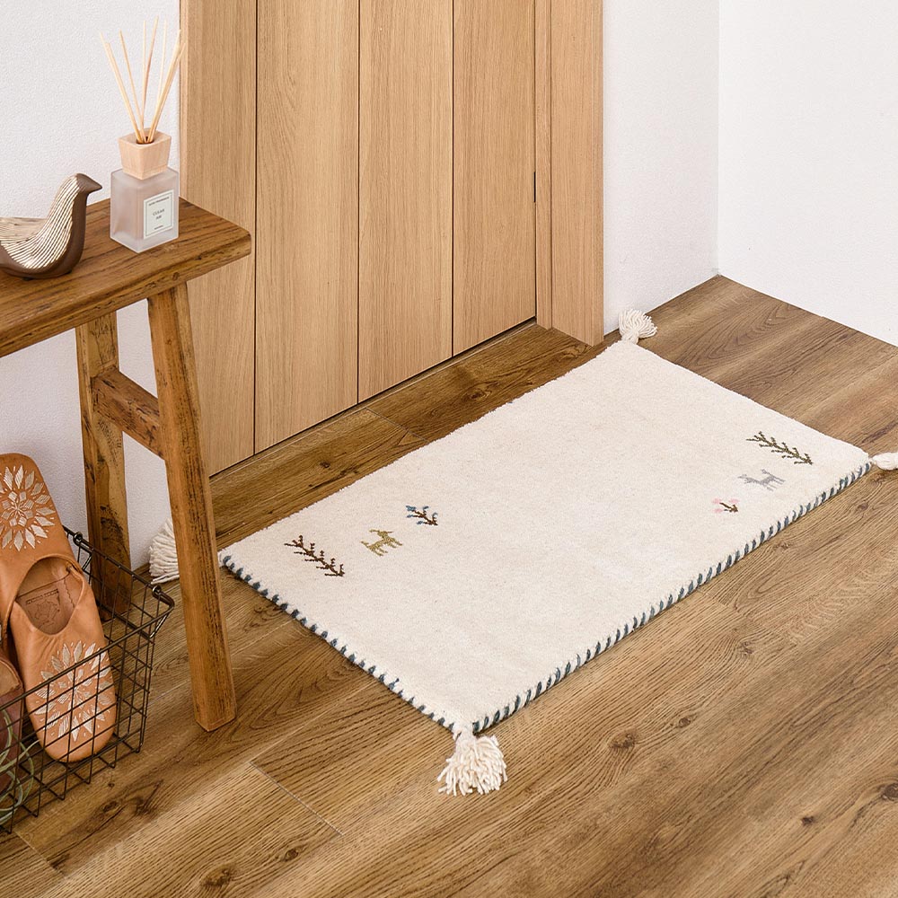 Door Mats - 【代引不可】マット 約60×90cm 萩原 GABBEH TX(ギャッベ) ホワイト 270104032 【メーカー直送】【北海道・沖縄・離島不可】【KK9N0D18P】