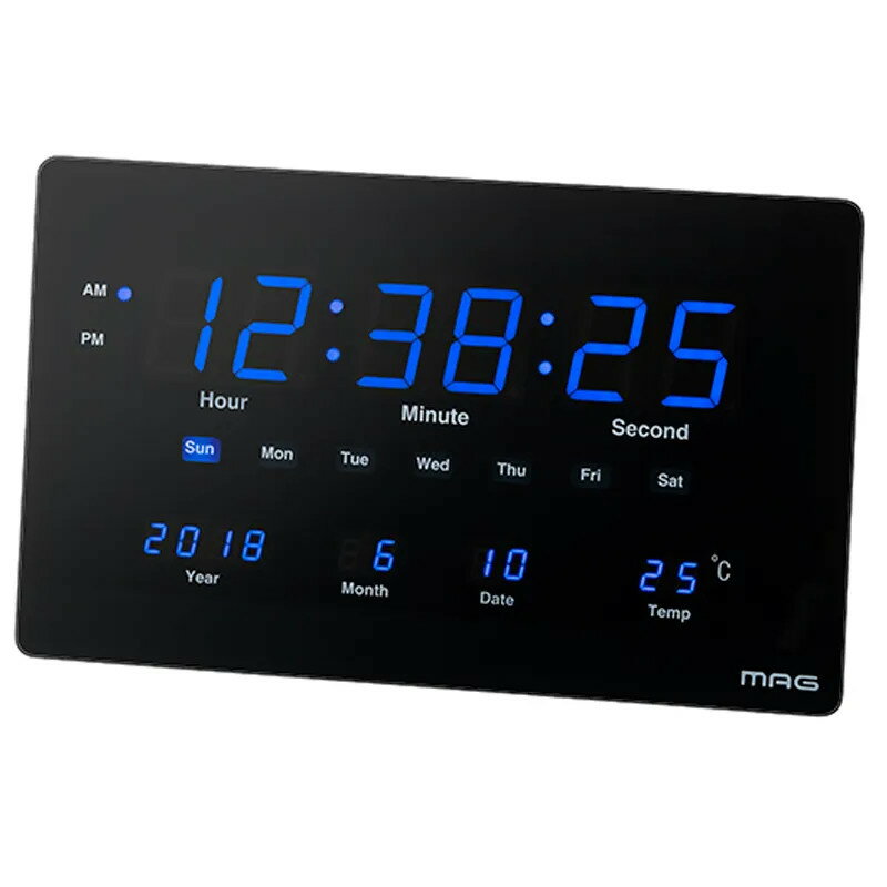 掛置兼用時計 デジタル LED ノア精密 ブラック W-724BK MAG 【北海道・沖縄・離島配送不可】【KK9N0D18P】