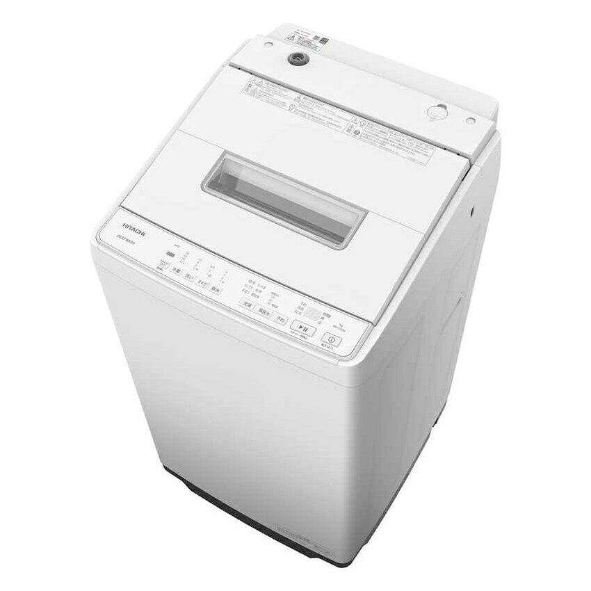 ご購入前に必ずメーカーホームページにて商品の詳細をご確認下さい。また、商品に関して何かご不明な点は下記までお問い合せ下さい。日立お客様相談センター（フリーダイヤル）0120-3121-11（携帯電話からは）050-3155-1111※メーカーのサポート体制は予告無く変更・終了する場合がございます。［衣類長もち］ナイアガラ　ビート洗浄■洗い始めに高濃度の洗剤液で、隠れ汚れまで浮かせて落とす。 少ない水で溶かして洗剤の力を引き出した、高濃度の洗剤液をすばやく浸透。 繊維の奥の汚れまで浮かせて、大流量で洗い流してきれいに。 ■洗濯標準コースで一緒に洗える衣類が増えて、毎日のお洗濯がもっとラクに。 非常に弱く洗うべき衣類も、やさしく衣類を入れ替える ビートウィングプラスと布傷みを抑える洗い方だから一緒に洗えます。 ■おしゃれ着洗いも時間がないときもおまかせ。選べる便利な洗い方。 ・「おしゃれ着」コース　お気に入りの洋服を家でやさしく洗えます。 ・「おいそぎ」コース　　時間がないときにサッと洗濯。 ■抗菌材を使用し、清潔さに配慮。糸くずフィルター 半透明で、ごみのたまり具合が見やすい。 スライド式で引き出すだけなので、ごみに触れずに捨てられます。 ■自動槽洗い 洗濯のたびに洗濯槽の見えない部分をきれいな水道水で洗い流します。 ◇容量：洗濯脱水7kg ◇標準使用水量：洗濯（標準コース）95L ◇消費電力量(50/60Hz)：43Wh ◇目安時間：洗濯（標準コース）35分 ◇運転音：洗濯34dB / 脱水41dB ◇駆動方式：インバーター式 ◇節水機能：節水循環水流式 ◇コース： 　標準（7kg）、おいそぎ（3.5kg）、手造り（7kg）、 　おしゃれ着（2kg）、毛布（4.2kg）（ふとん 1.8kg）、 　槽洗浄、槽乾燥（風脱水 30分）、風脱水(化繊 2kg) ◇外形寸法：幅577×奥行586×高さ980mm ◇設置可能な防水パンサイズ（内寸奥行）：530mm以上 ◇質量：約32kg