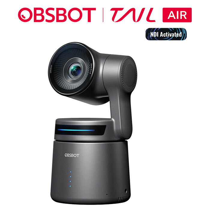 OBSBOT Tail Air ストリーミング PTZ リモート IP カメラ 4K UHD AI 搭載 人 動物 自動追跡 レーザーAF マイク付き ライブ 配信 映像 動画 会議 撮影 ウェビナー NDI RTSP VISCA OSC 対応 Youtube Facebook Twitch