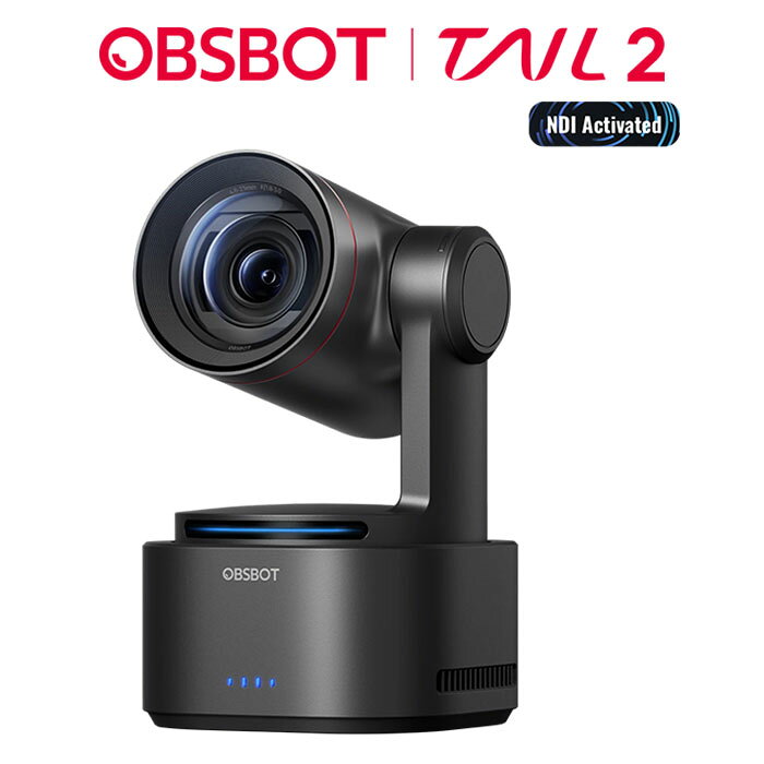 OBSBOT Tail 2 PTZR カメラ AI搭載 4K@60FPS 12倍ハイブリッドズーム デュアルネイティブISO 3軸ジンバル 自動構図調整 プロ向け ライブ配信・動画制作 NDI FreeD RTMP RTSP Pelco-D