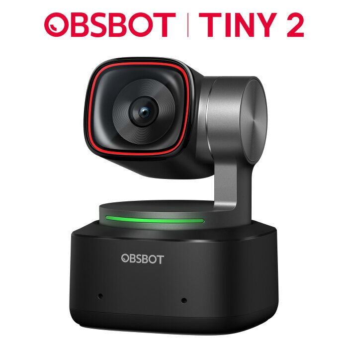 OBSBOT Tiny 2 webカメラ AI自動追跡 ウェブカメラ HDR 4K 5000万画素 全画素AF ジェスチャー 音声制御 ノイキャンマイク 会議 ライブ配信 ビデオ通話 PC Mac Windows