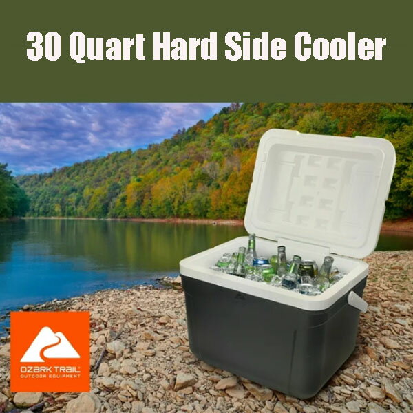�ڤ����󤻡�Ozark Trail 30 QT �ϡ��ɥ����� �����顼 42 ������ ���졼 30 Quart Hard Side Cooler Gray ��...
