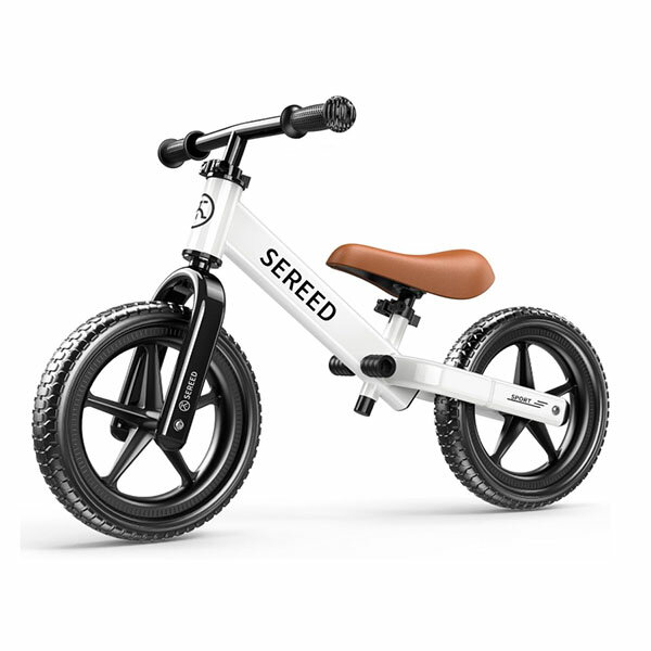 DR-STOREの【在庫有り】SEREED 幼児 バランスバイク キッズ 乗用玩具 ペダルなし 自転車 軽量 屋内 屋外 足こぎ 足けり 乗り物 のりもの Toddler Balance Bike 12インチ ステッカー付き 高さ調節可能 床を傷つけない 運動能力の発達 ホワイト ピンク ブラック おしゃれ 高品質｜アングル2
