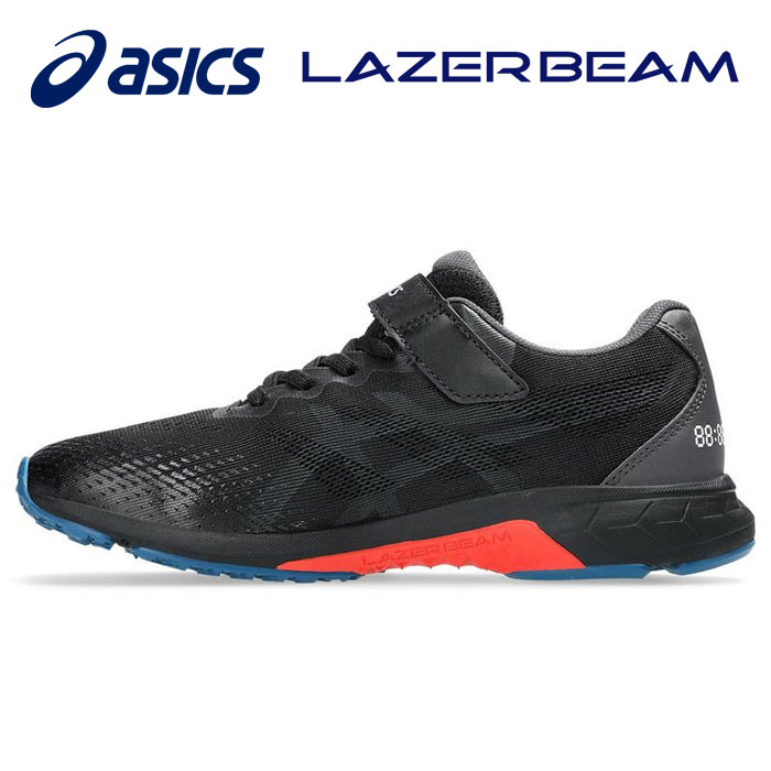★ゴムヒモ＋1本ベルト★【2025年春夏モデル】【アシックス　asics】【シューズ　靴】 アシックス商事 ジュニア シューズ LAZERBEAM レーザービーム 子供 男の子 スニーカー ランニングシューズ 運動靴 運動会 アシックス 1154A195 (001) ブラック/オレンジ [250406]