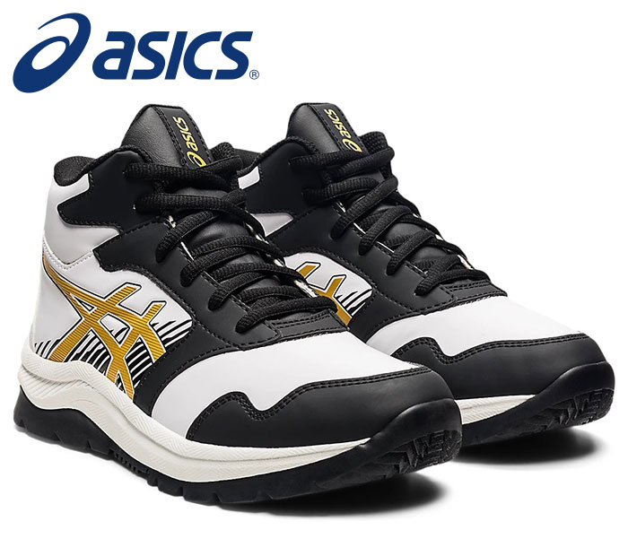 【送料無料】★冬道での使用にオススメ★【asics　アシックス】【シューズ　靴】 1154A111 FWジュニア シューズ(子供靴) レーザービーム WE ホワイト/ゴールド LAZERBEAM 運動靴 スニーカー キッズ ウインターシューズ 防寒 通学 100 [211008]