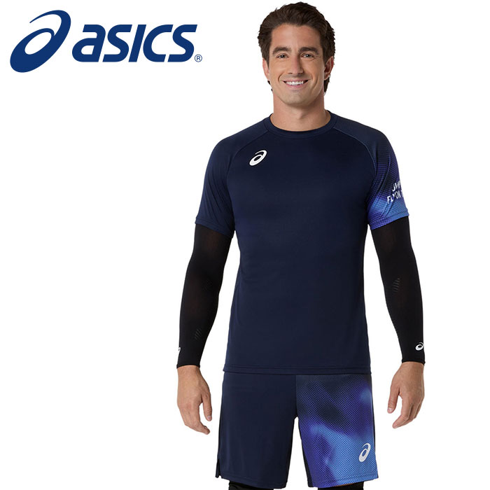 【メール便送料無料】【 2026年 春夏モデル】【 アシックス asics 】【 ウェア 】 バレーボール 半袖 シャツ メンズ レディース 男女兼用 トップライン 2053A262 (402) ミッドナイト [260419][amz]