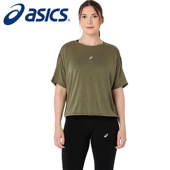 Rakuten - 【メール便送料無料】【 2026年 春夏モデル】【 アシックス asics 】【 ウェア 】 ランニング レディース 半袖シャツ NAGINO 凪乃 アジャスタブル 半袖 シャツ おしゃれ かわいい 2012D140 (300) ダークオリーブ [260416][amz]