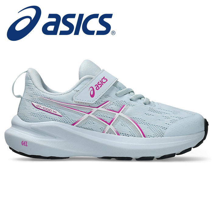樂天商城 - [最大2000円OFFクーポン発行中]【 2026年 春夏モデル】【 アシックス asics 】【 シューズ 靴 】 キッズ ランニングシューズ GT-1000 14 PS 子供 園児 女の子 スニーカー 1014A381 (403) スカイ/デジタルサクラ [260129][amz]