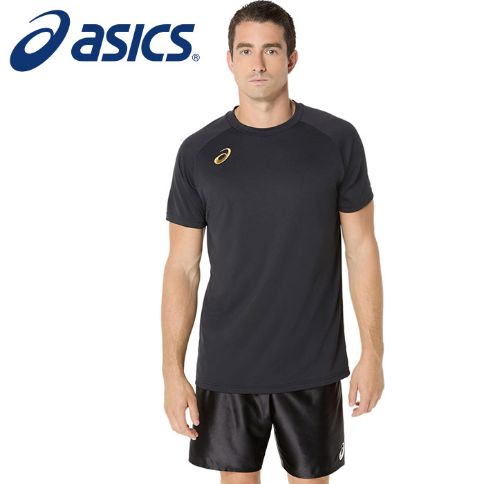 【メール便送料無料】【2025年春夏モデル】【アシックス　asics】【ウェア】 バレーボール 半袖 Tシャツ プラクティス 背面ビックロゴ 練習着 メンズ レディース 男女兼用 アシックス 2053A212 (001) パフォーマンスブラックxゴールド [250320]