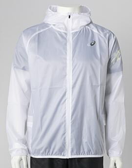★雨の日のレースでも着用可！防風＆はっ水性★【アシックス　asics】【ウェア】ランニング ライトジャケット パッカブル メンズ 雨の日のレースでも着用可！ゼッケンが透ける薄くて軽い素材 2011C889 (100) ブリリアントホワイト [231004] クリスマス プレゼント