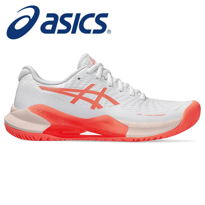 ★安定性を追求！ハードコートを中心としたオールコート用★【2024年春夏モデル】【アシックス　asics】【シューズ　靴】 レディース用テニスシューズ GEL-CHALLENGER(ゲルチャレンジャー) 14 女性用 1042A231 (101) ホワイト/サンコーラル [240228]