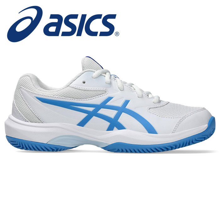 ★オムニ・クレーコート用！耐久性＆快適性★【 アシックス asics 】【シューズ 靴】 ジュニア テニスシューズ GEL-GAME ゲルゲーム GS クレイ/オーキッド オムニ クレー テニス シューズ 1044A082 (100) ホワイト/ブルーコースト [250312][amz]