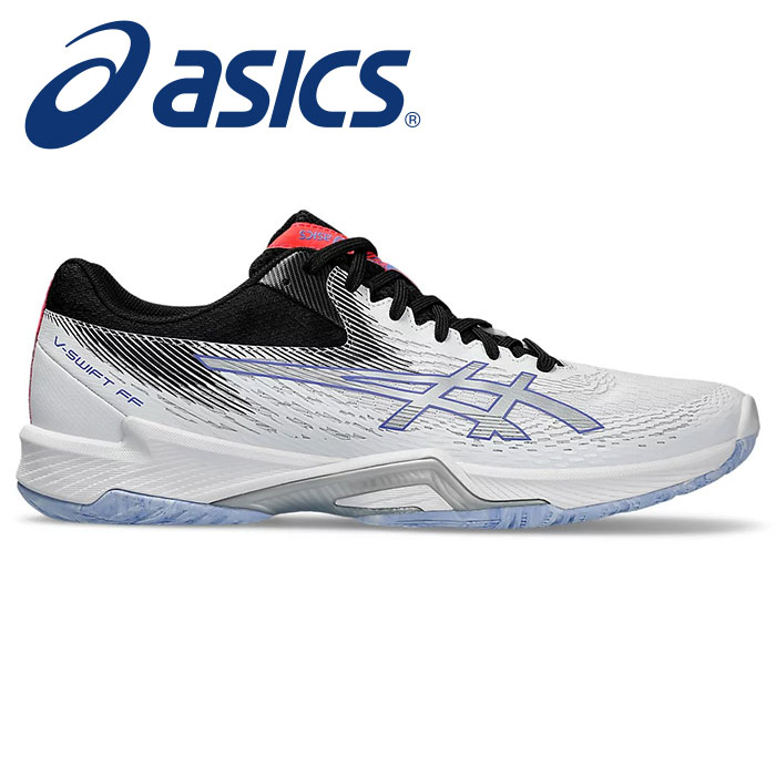 ★軽量性＆クッション性！素早い動きを求めるプレーヤーにオススメ★【 アシックス asics 】【 シューズ 靴 】 バレーボールシューズ V-SWIFT(Vスイフト) FF 4 メンズ 1053A066 (100) ホワイト/ピュアシルバー [240228][amz] クリスマス プレゼント