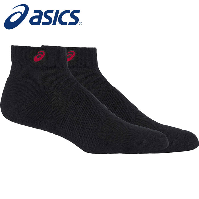 【メール便送料無料】【 2025年 秋冬モデル】【 アシックス asics 】 ソックス 10 ショート アンクル メンズ レディース 男女兼用 子供 こども ジュニア スポーツ バスケ バレーボール 靴下 3033B869 (001) パフォーマンスブラックxクラシックレッド [250730][amz]
