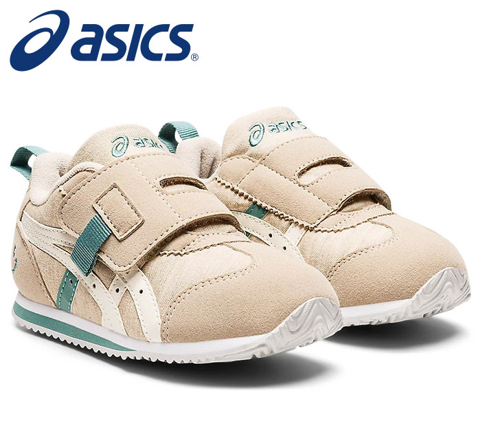 【送料無料】★約3歳〜7歳の児童向け★【2022年春夏モデル】【asics　アシックス】【シューズ　靴】 1144A227 キッズ シューズ アイダホ MINI OC 男の子 かわいい ベルト 子供 プレスクール ベージュ×オフホワイト スクスク sukusuku すくすく 200 [220513]