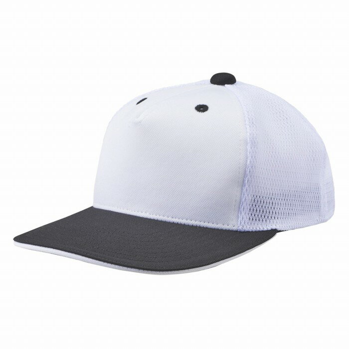 【 デサント DESCENTE 】C-7001 野球 キャップ・サンバイザー フロントパネルキャップ ホワイト×ブラッ..