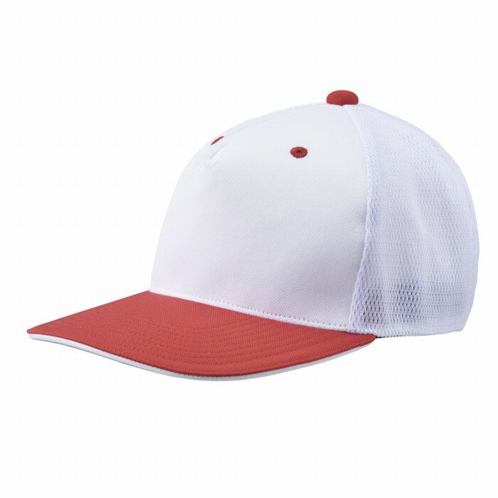 【 デサント DESCENTE 】C-7001 野球 キャップ・サンバイザー フロントパネルキャップ ホワイト×レッド..