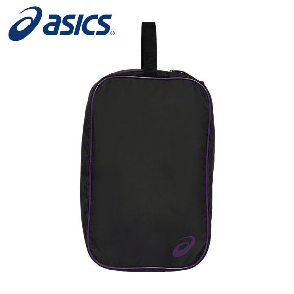 ★ハイカットのシューズも収納可！色々なシーンに使いやすいシューズケースL★【2024年秋冬モデル】【アシックス　asics】【スポーツバッグ】 シューズバッグ シューズケースL メンズ レディース 男女兼用 3033B961 (003) Pブラック×Fパープル [ten][241002]