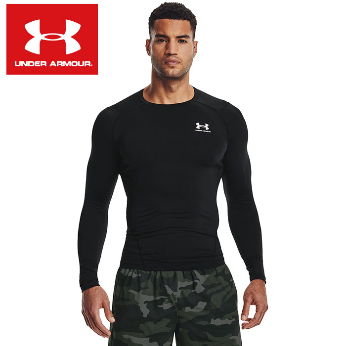 【即日発送】【メール便送料無料】【アンダーアーマー　UNDER ARMOUR】【ウェア】 長袖インナーシャツ(丸首) メンズ ヒートギア コンプレッション インナー アンダーウェア 1361524 (001) ブラック/ホワイト [ten][230925] 父の日 プレゼント