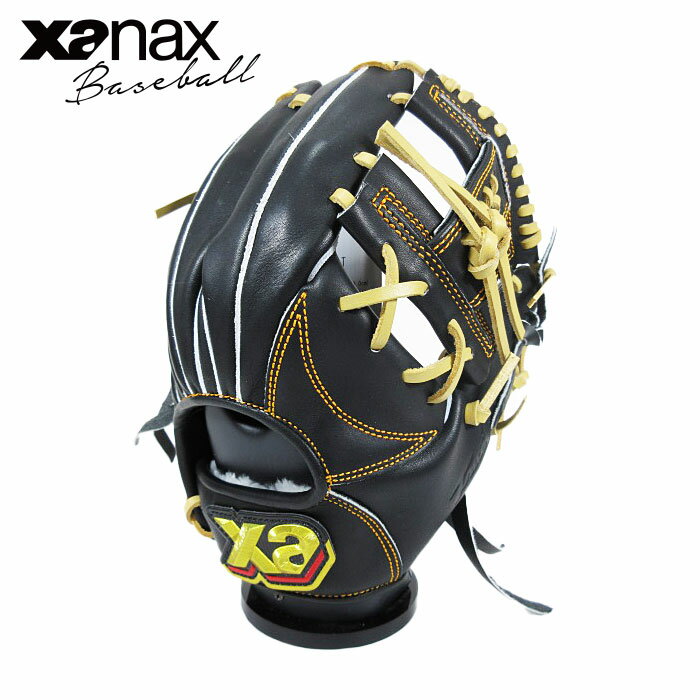 [型付け1円(オプション含む)]【ザナックス　xanax】【グラブ　グローブ】野球 一般軟式用グローブ(内野手用) トラストシリーズ 右投げ用 BRG23NA1T 90C94 ブラック/クリームブラウン [ten][221203][刺繍可][グラブ袋付き]