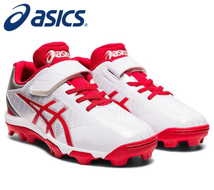 【アシックスベースボール　asics】【シューズ　靴】野球　ポイントスパイク(ジュニア用)　スターシャイン S 2　靴幅スタンダード　子供　こども　1124A008　101　ホワイト×レッド　[210205]