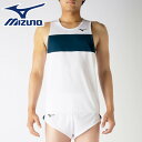 【メール便送料無料】【ミズノ MIZUNO】【ウェア】陸上 レーシングシャツ メンズ ノースリーブ U2MA705071 ホワイト×ドレスネイビー [20020...