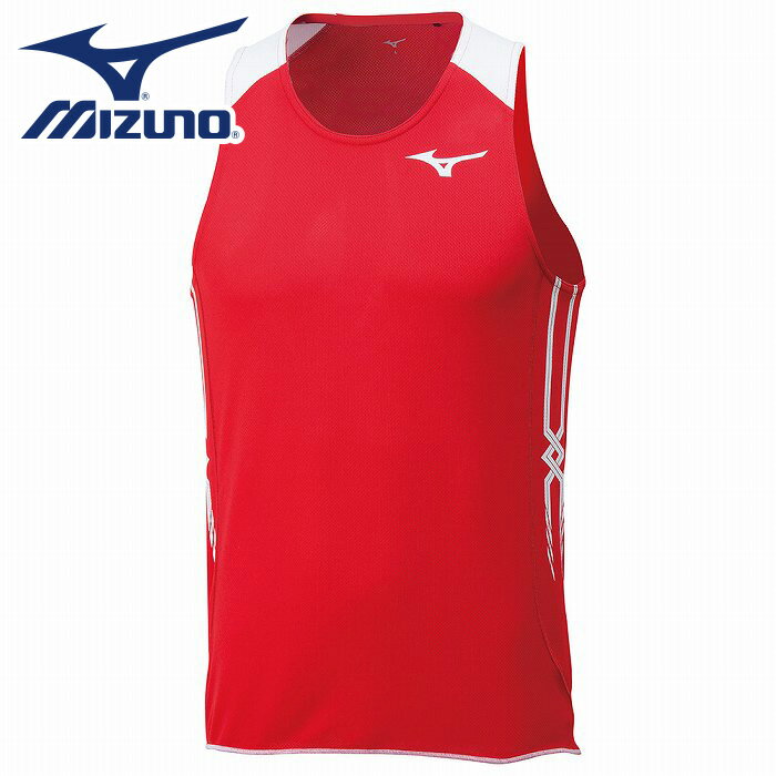 【メール便送料無料】【ミズノ　MIZUNO】【ウェア】陸上　レーシングシャツ　メンズ　ノースリーブ　U2MA805062　チャイニーズレッド×ホワイト　[200203] 父の日 プレゼント