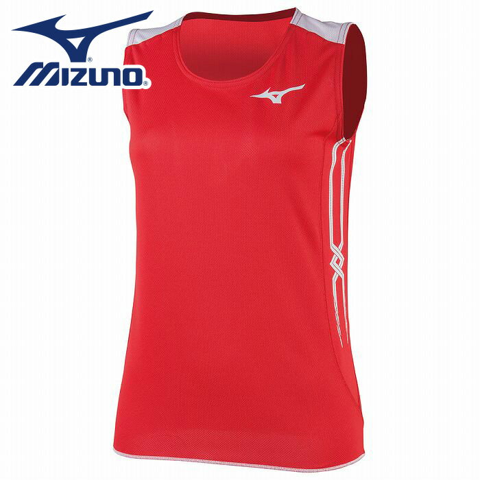 【メール便送料無料】【ミズノ　MIZUNO】【ウェア】陸上　レーシングシャツ　レディース　女性用　ノースリーブ　U2MA825062　チャイニーズレッド×ホワイト　[200203]